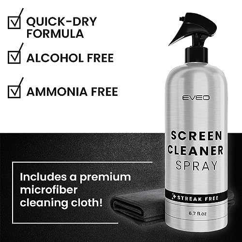 Screen Cleaner Spray (6.7oz) & Microfiber Cleaning Cloth - EVEO TV