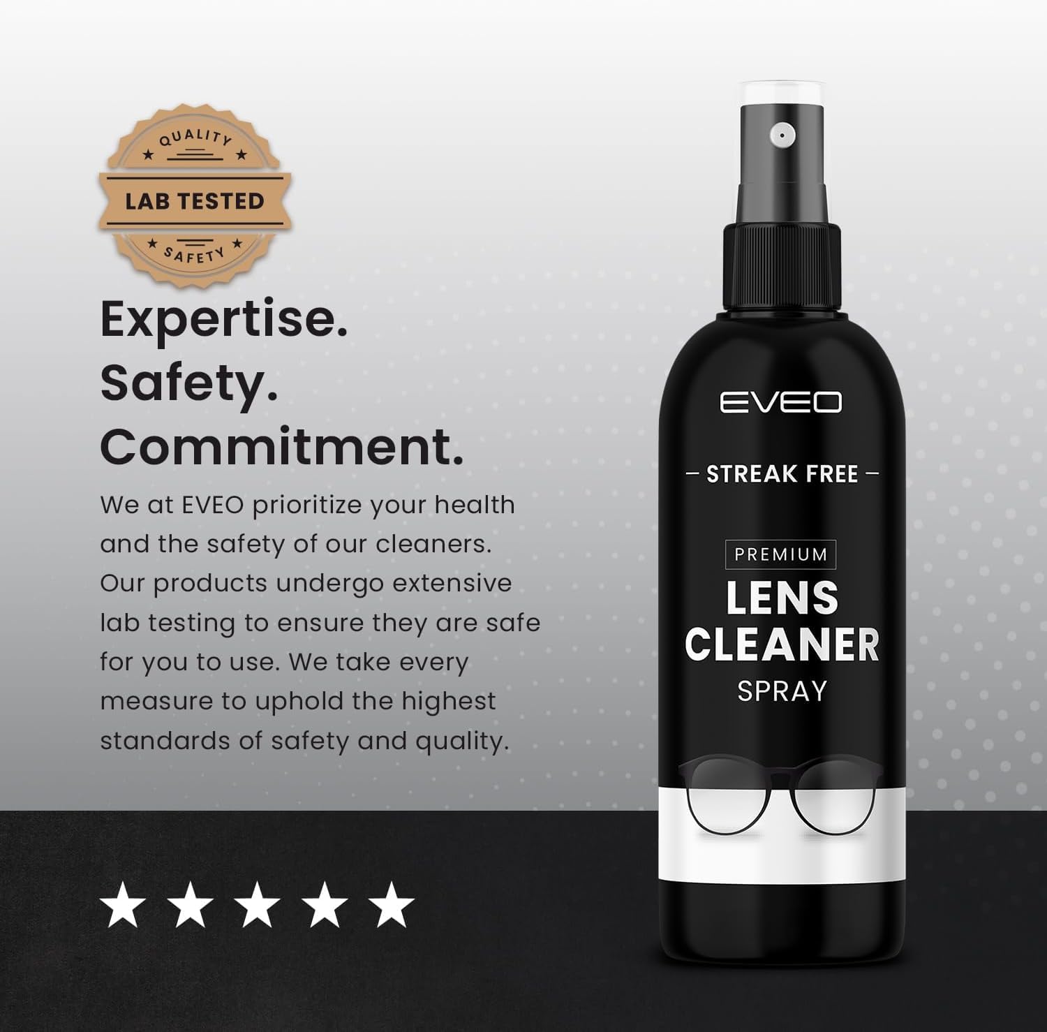 Eyeglass Cleaner Spray - Glasses Cleaner No Streaks Technology & Microfiber Cleaning Cloth - 2 fl.oz - EVEO TV