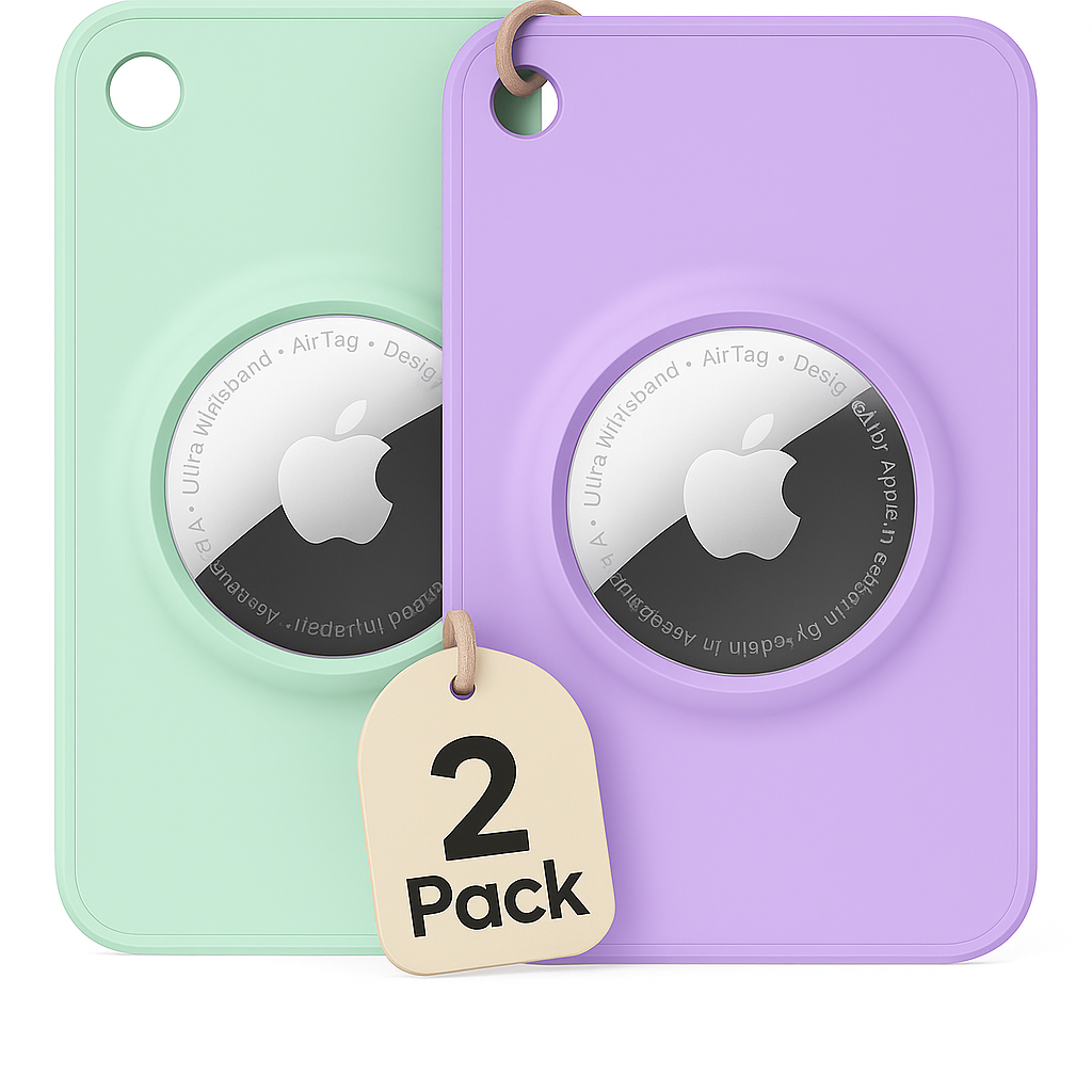 Apple AirTag Wallet Holder – (2 Pack) - Green & Purple - EVEO TV