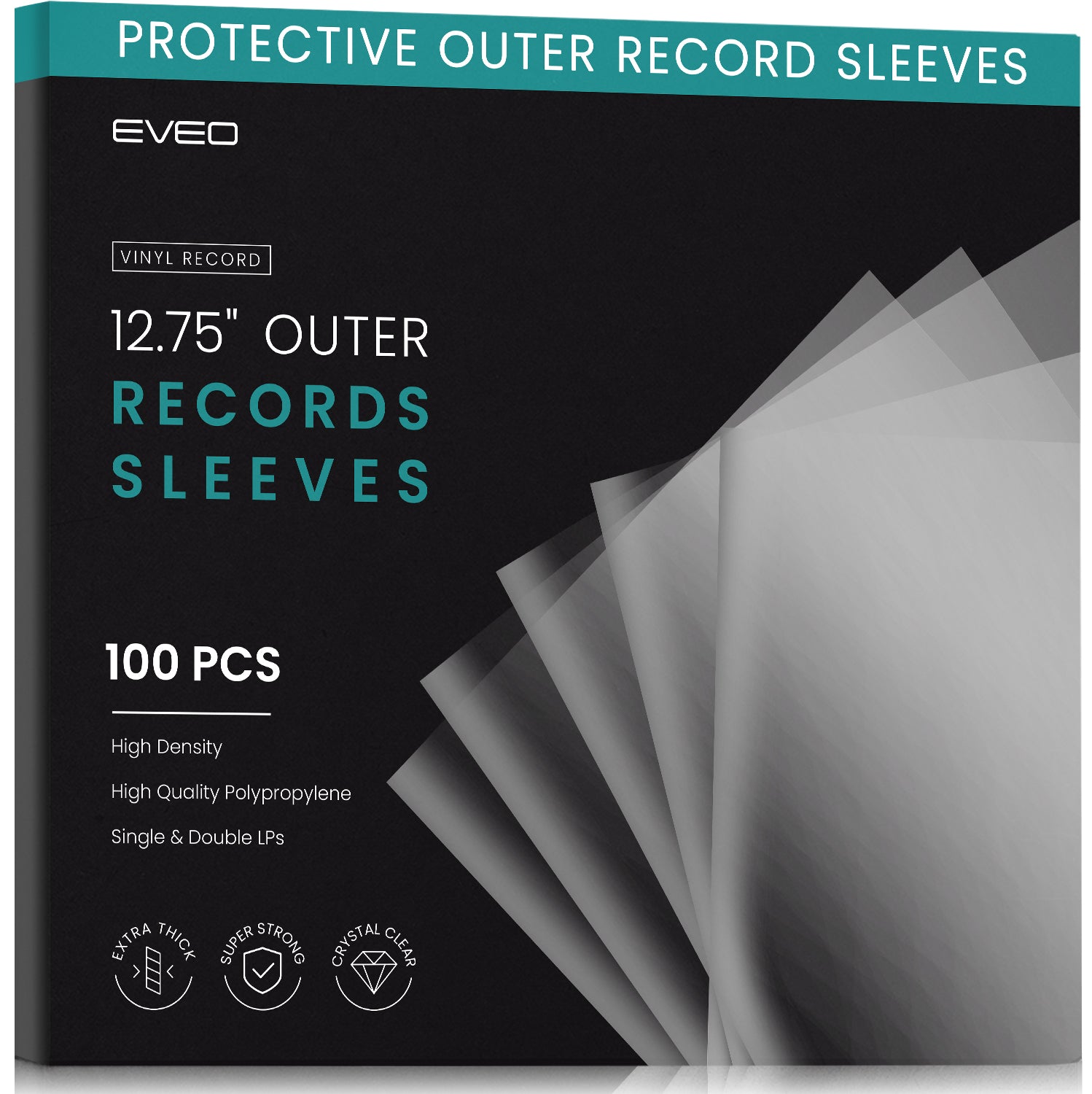 12" UltraClear Vinyl Record Outer Sleeves - Archival Quality (25-200 Packs) - EVEO TV