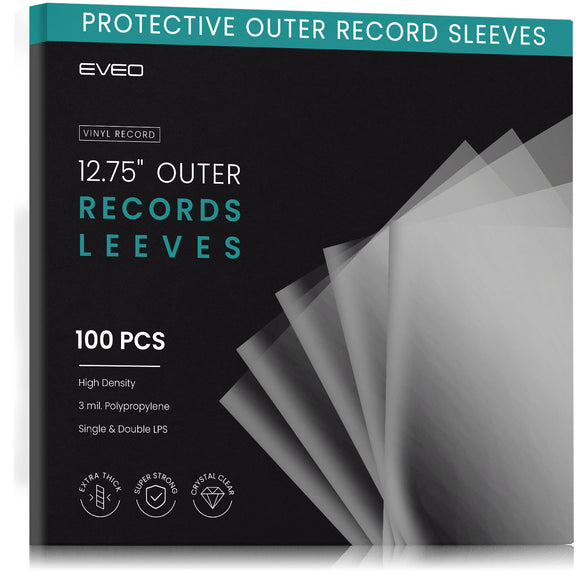 Vinyl Record Sleeves (50 Pack) Outer Sheet Protectors for Vinyl Record Storage - 12.75