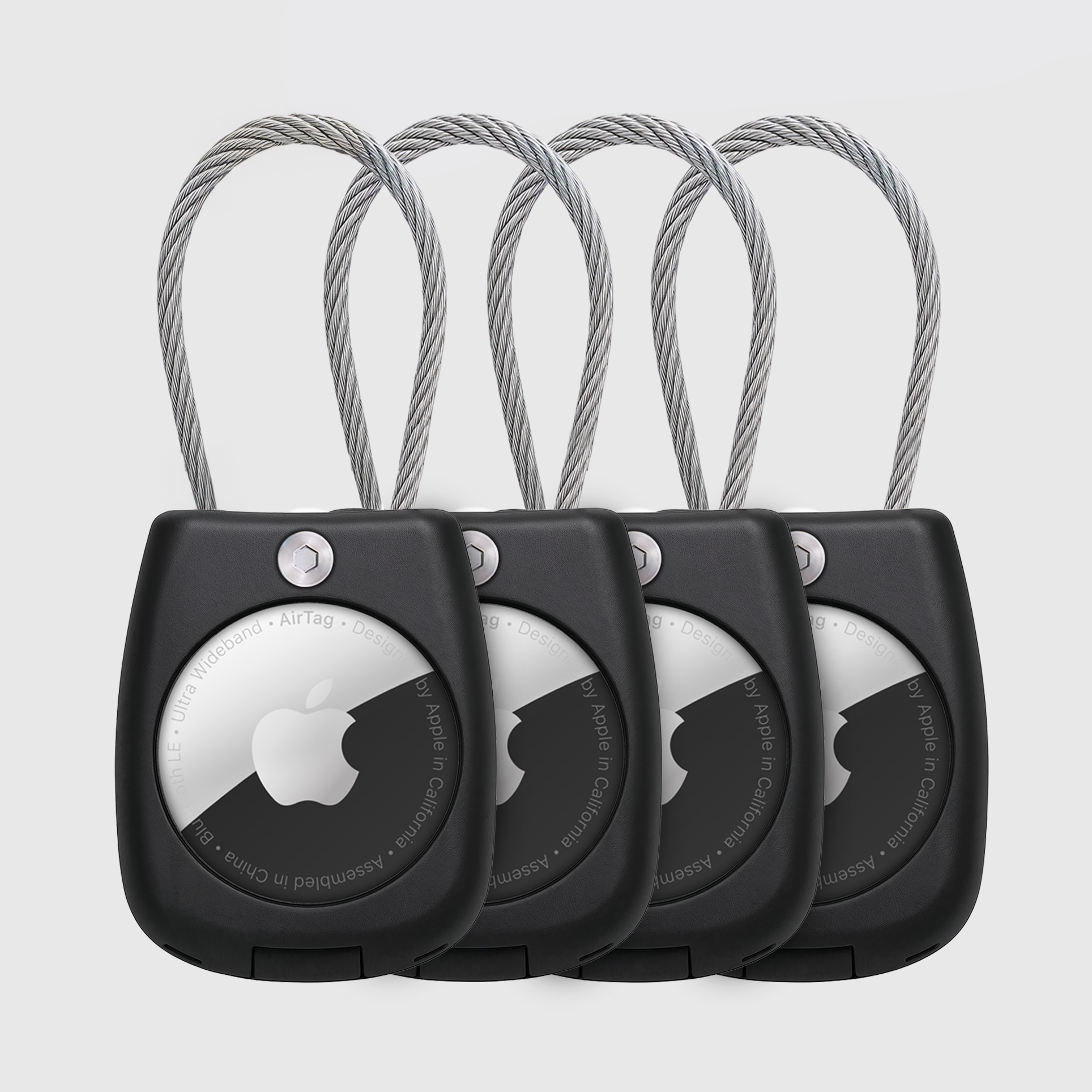 Secure Apple AirTag Holder – (4 Pack) Black
