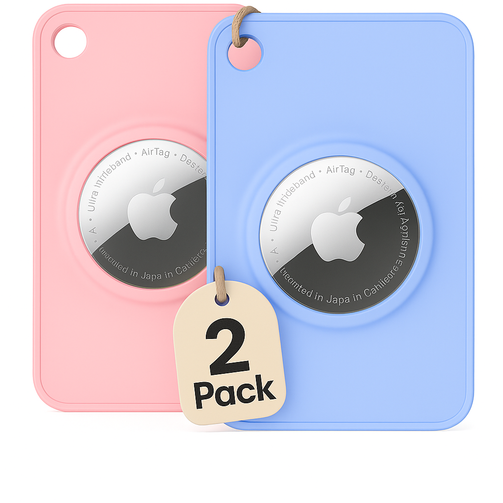 Apple AirTag Wallet Holder – (2 Pack) - Blue & Pink - EVEO TV