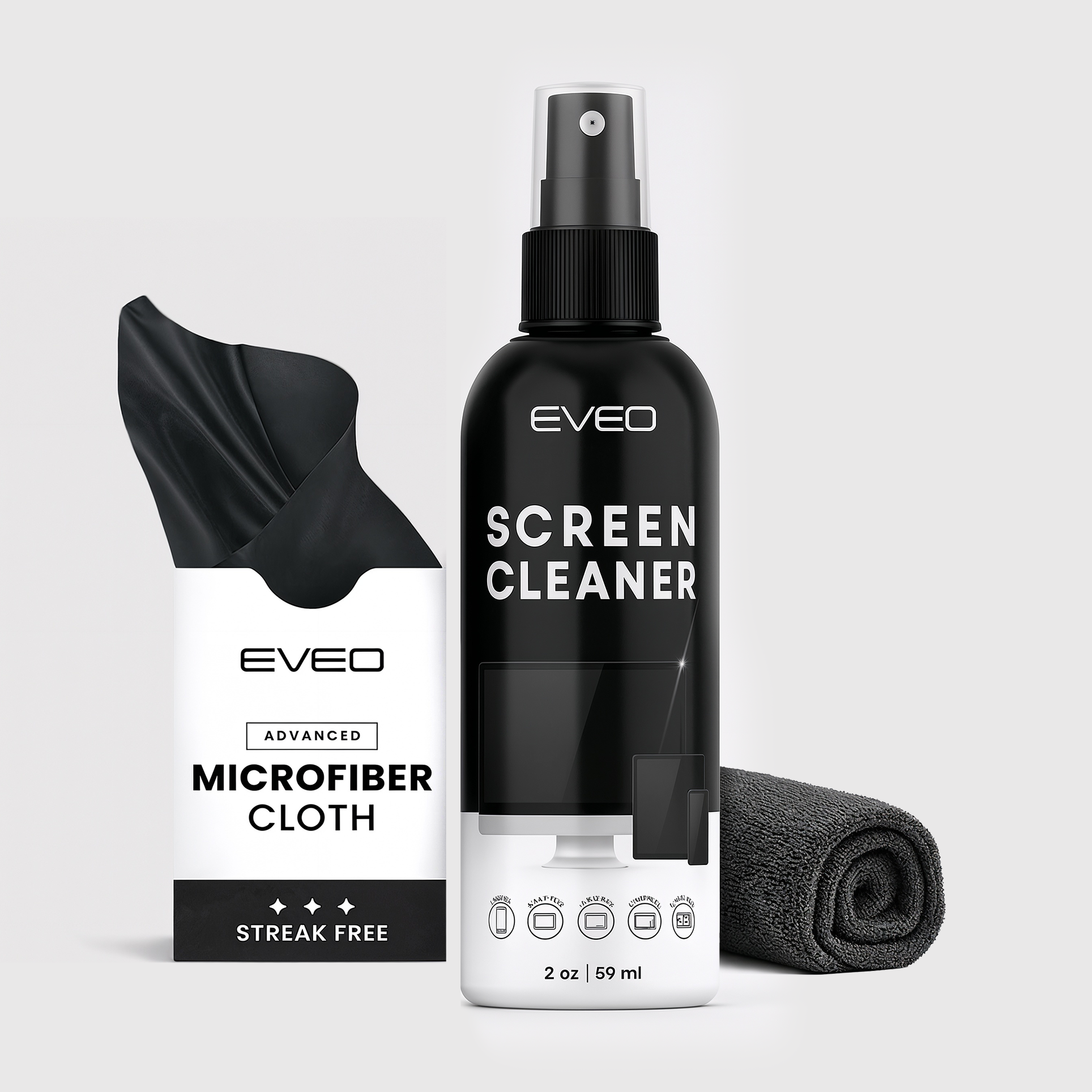Screen Cleaner Spray and 2 Microfiber Wipes (2oz)