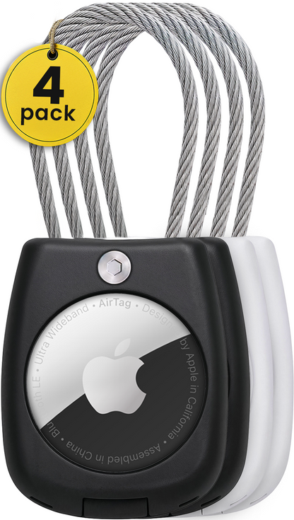 Secure Apple AirTag Holder – (4 Pack) Black