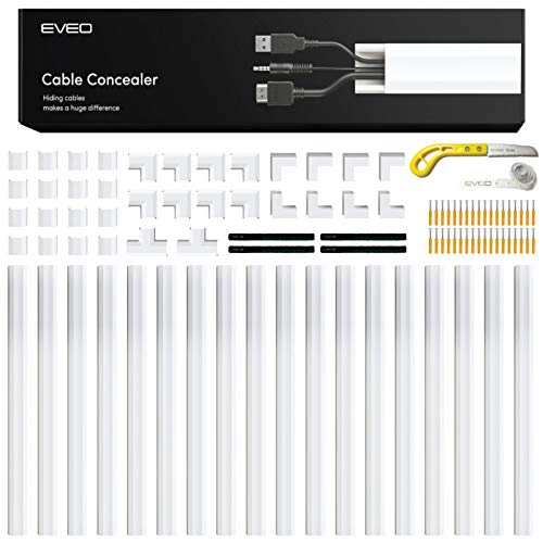 153'' Cable Concealer on Cord Cover Wall - White – EVEO TV