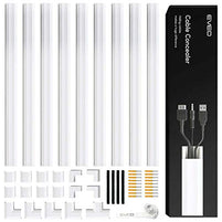 Cable Concealer on Wall Raceway - Paintable Cord Cover for Wall Mounted TVs - Cable Management Cord Hider Including Connectors & Adhesive Strips Connected to Cable Raceway - EVEO TV