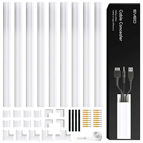 Cord Hider 153in - Covers for Wires - Paintable - Wire Hiders for TV On  Wall - Cable Management - Cable Raceway - 9X L17 x W0.95 x H0.5 - White