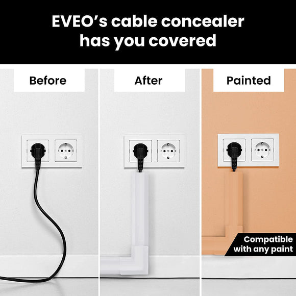 EVEO TV Cord Hider Kit - 68 inch Cord Cover Wall Wire Hider | Wire Covers for Cords, Cable Concealer, Cable Raceways, TV Cable Hider