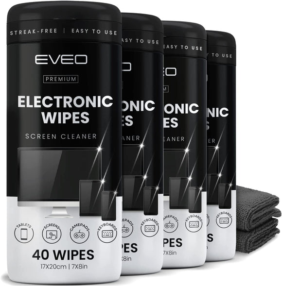Electronics Wipes for Screen Cleaner [2 Pack x 40] - EVEO TV